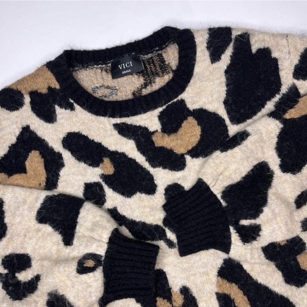 VICI Leopard Print Sweater Dress Tunic Size Small - Picture 2 of 7